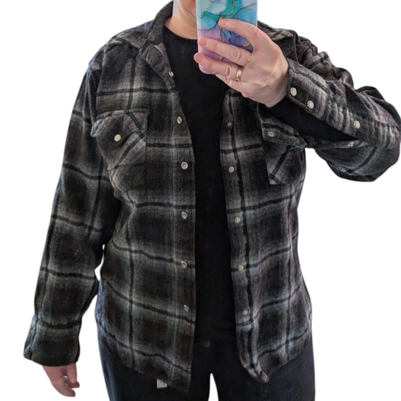 Pendleton Shacket Shirt Virgin Wool Plaid Forest 90s Indie Grunge Retro Women L - Picture 3 of 14